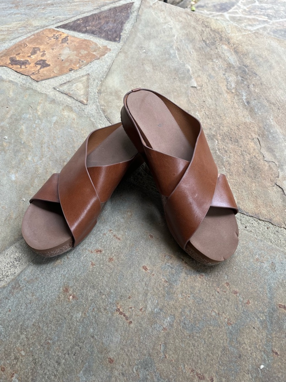 Women’s Brown Crisscross Slide Sandals